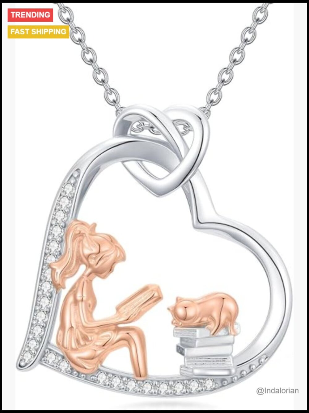925 Sterling Silver Book Necklace Pendant for Women Book Lover Gift